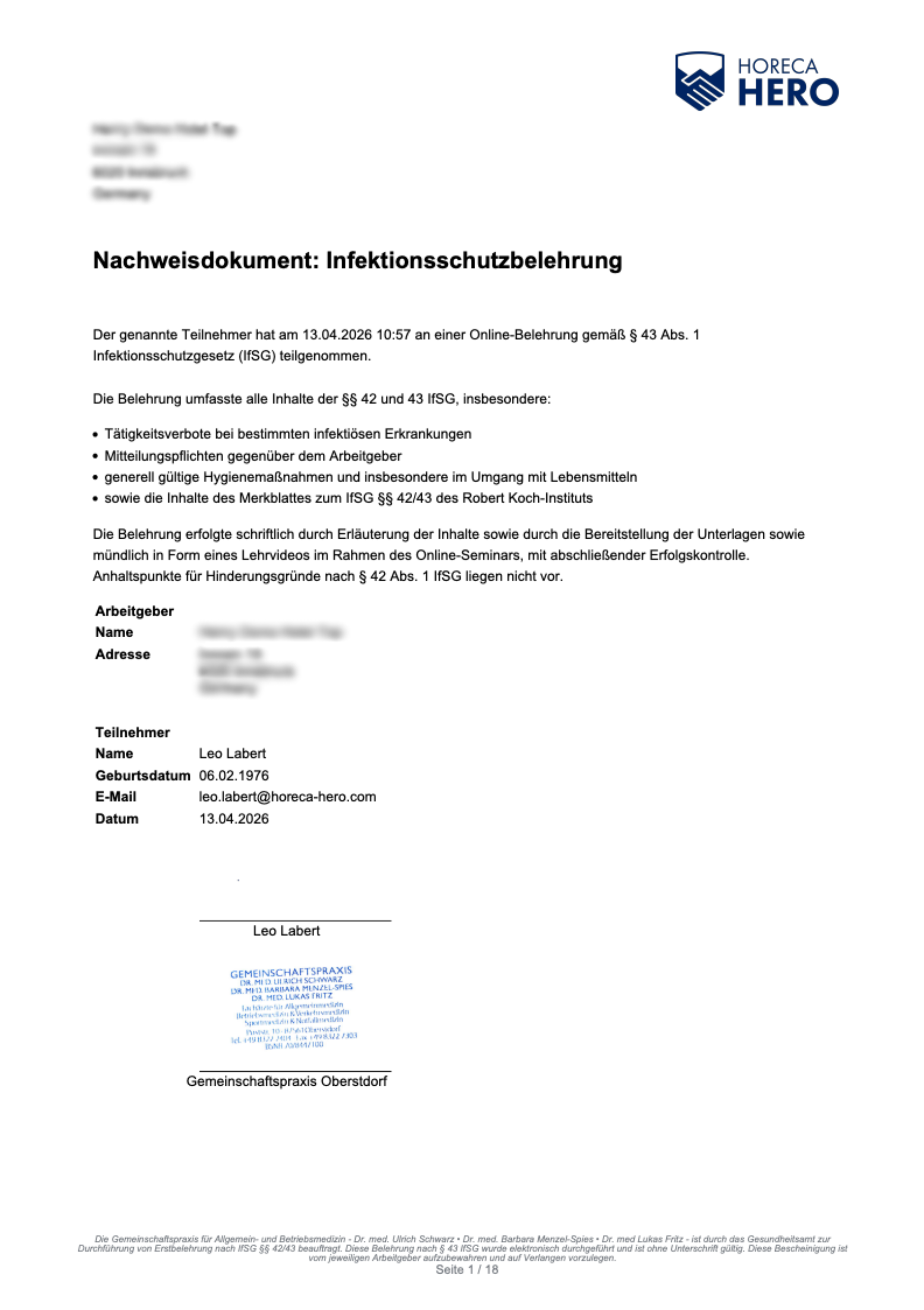 Belehrungsvideo Screenshot
